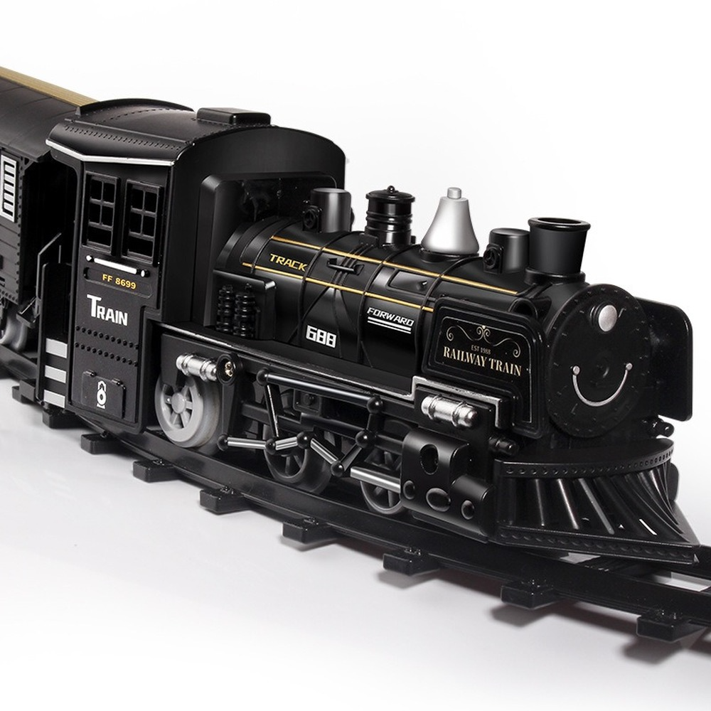시뮬레이션 증기 기차 모델 철도 클래식 철도화물 전기 기차 트랙 장난감 소년 연기 어린이 선물